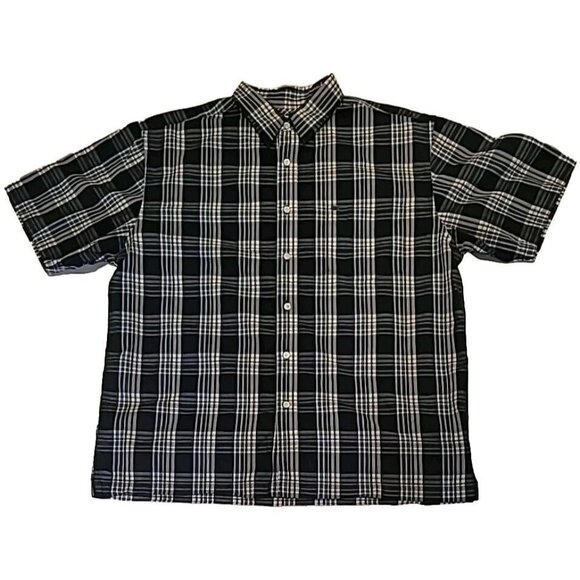 Nautica Jeans Co Men Blue Green Plaid Shirt Short Sleeve Pocket Button Up Sz XL - Picture 1 of 16